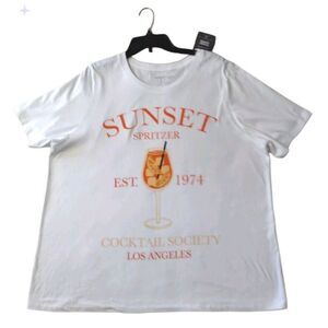 GRAYSON THREADS T-Shirt Women's 2X White‎ Orange Sunshine Graphic Short Sleeves